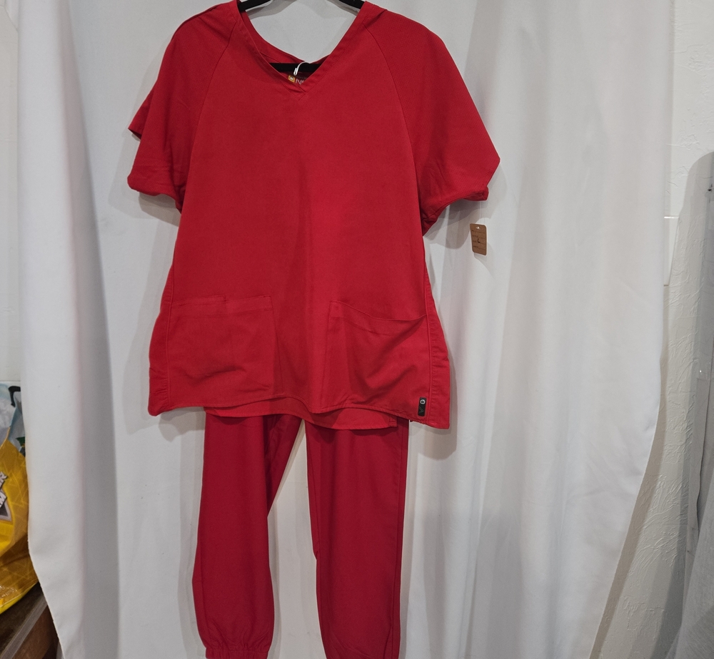 WonderWink Red NEO Medical Scrub Top And 4Flex Med Bottoms